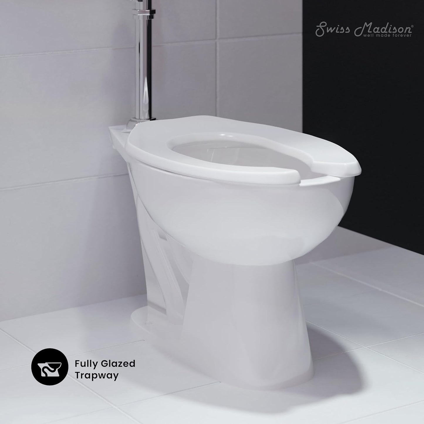Sirène Floor-Mounted Comfort Height Commercial Elongated Top Flush Spud Flushometer Toilet Bowl