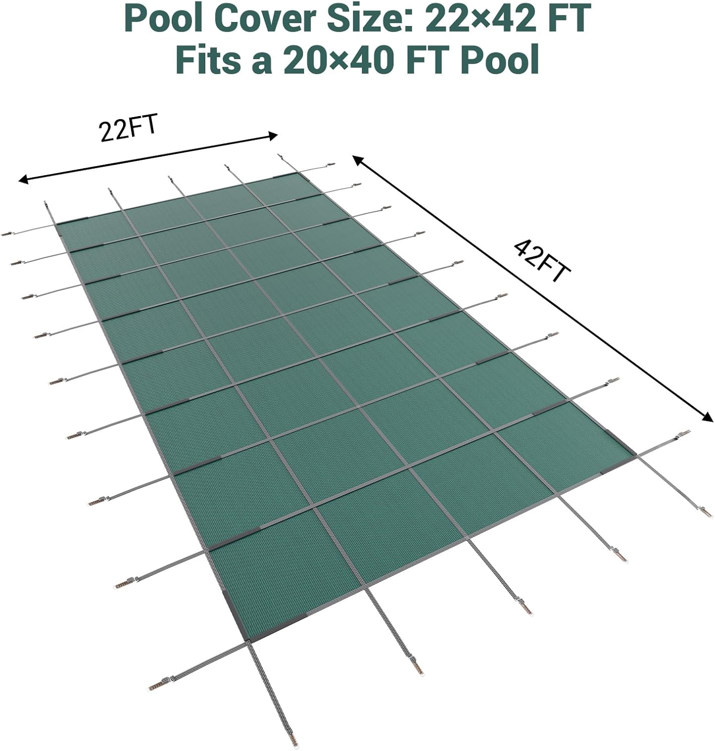 Winter Pool Safety Cover 20x40 Ft Rectangle for Inground, Pool Covers for Children/Pets Care with 500 LBS Weight Capacity, In Ground Cover with High Strength PP Material, Green