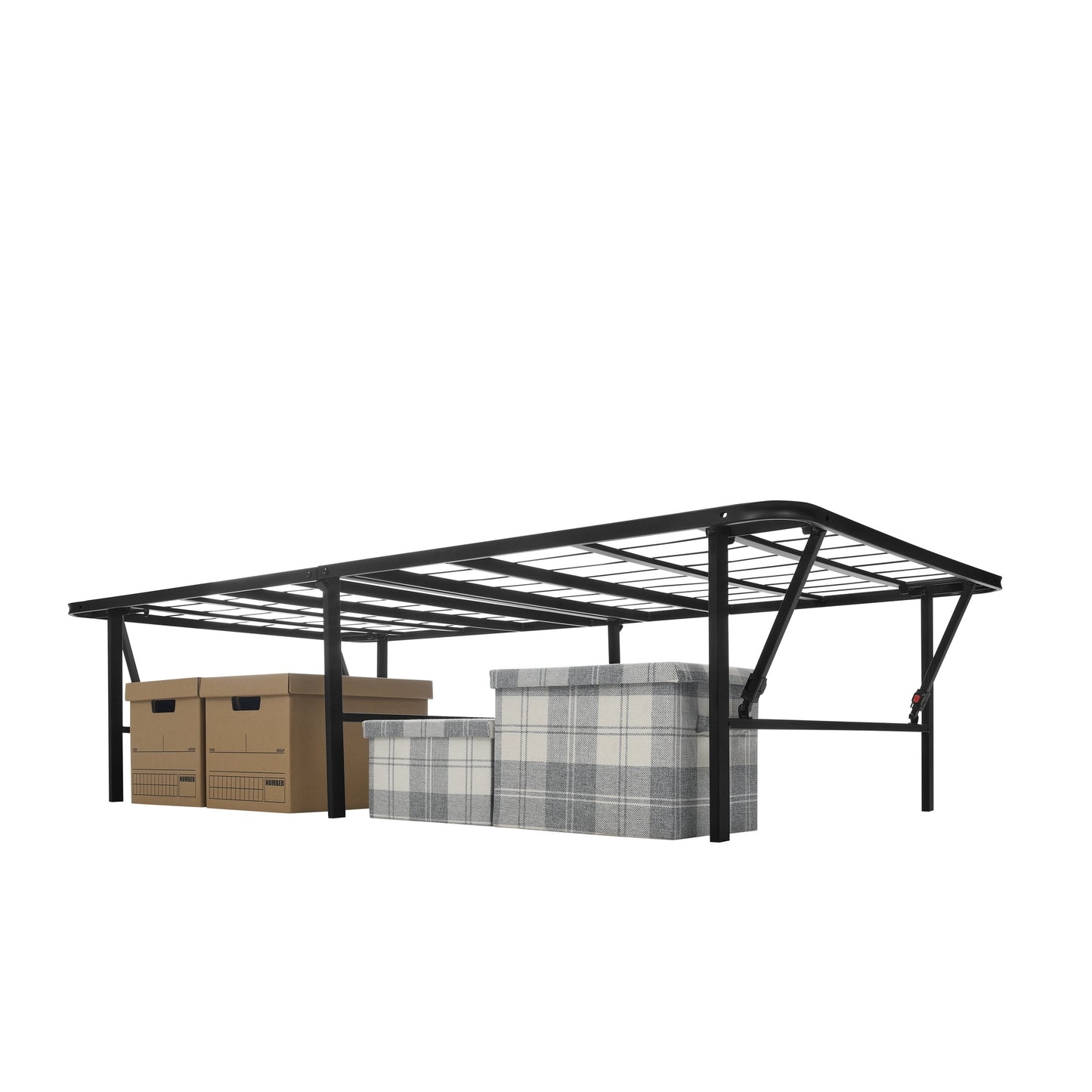 Mainstays Twin 18" High Profile Foldable Steel Platform Bed Frame with Storage Space Under Frame, No Box Spring Required, Black
