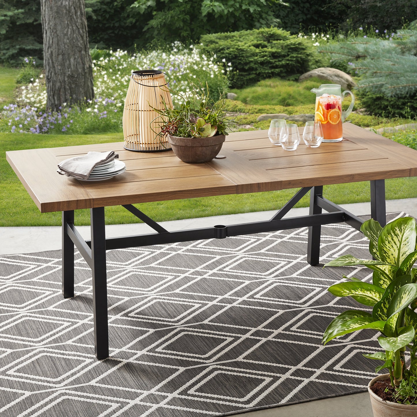 Better Homes & Gardens Kennedy Pointe 70" Steel Outdoor Dining Table, Brown/Black