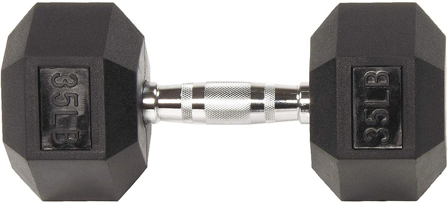 BalanceFrom Rubber Encased Hex Dumbbells, 35 lbs Pair, Black