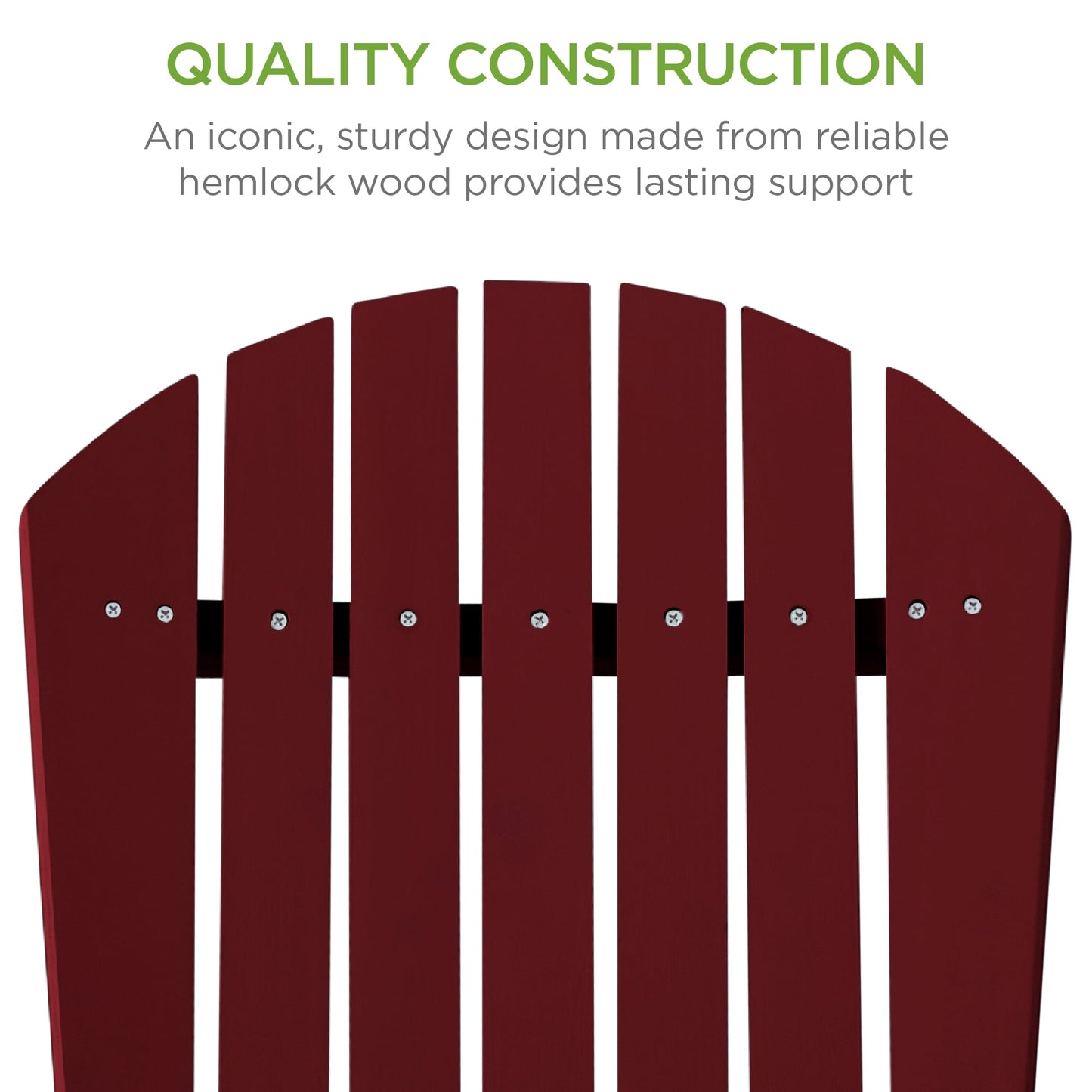 Best Choice Products Folding Adirondack Chair Outdoor, Wooden Accent Lounge Furniture w/ 350lb Capacity - Red