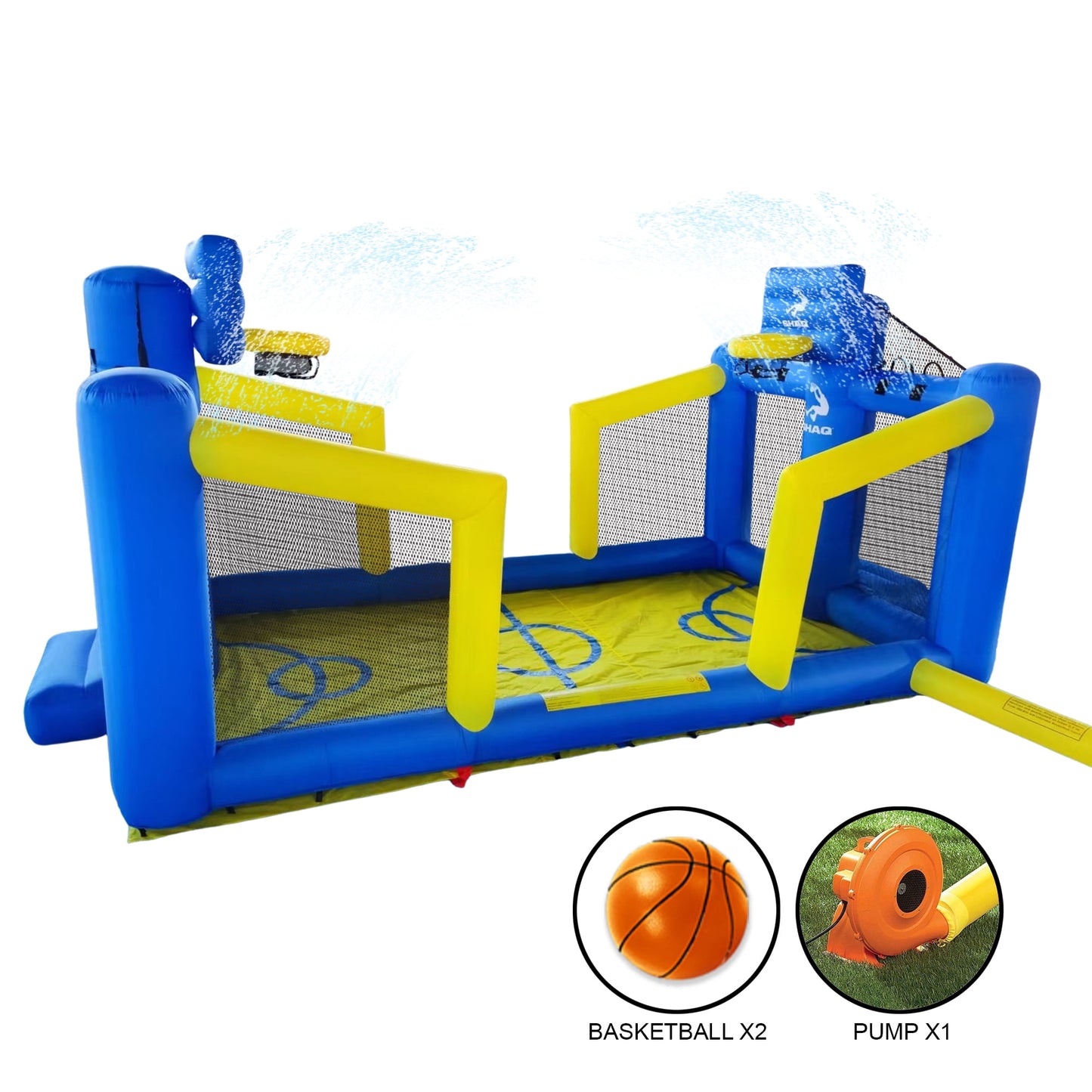 14' Shaq Constant Air Inflatable Basketball Court with Sprinkler and Pump for ages 3-8yrs