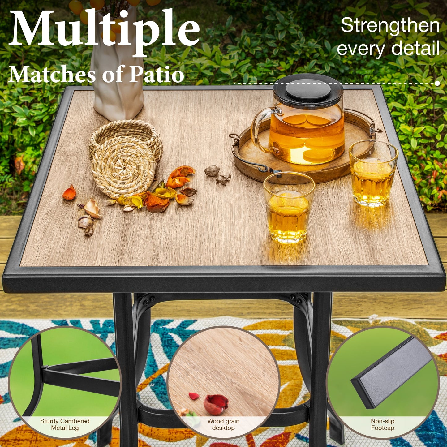 Summit Living 3 Pieces Outdoor Patio Swivel Bar Stools Set, Metal Bar Height Bistro Set for 2 People, Blue