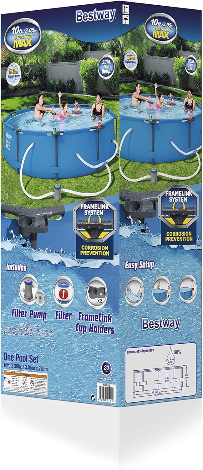 Bestway Steel Pro MAX 14' x 33" Round Above Ground Pool Set | Includes 530gal Filter Pump