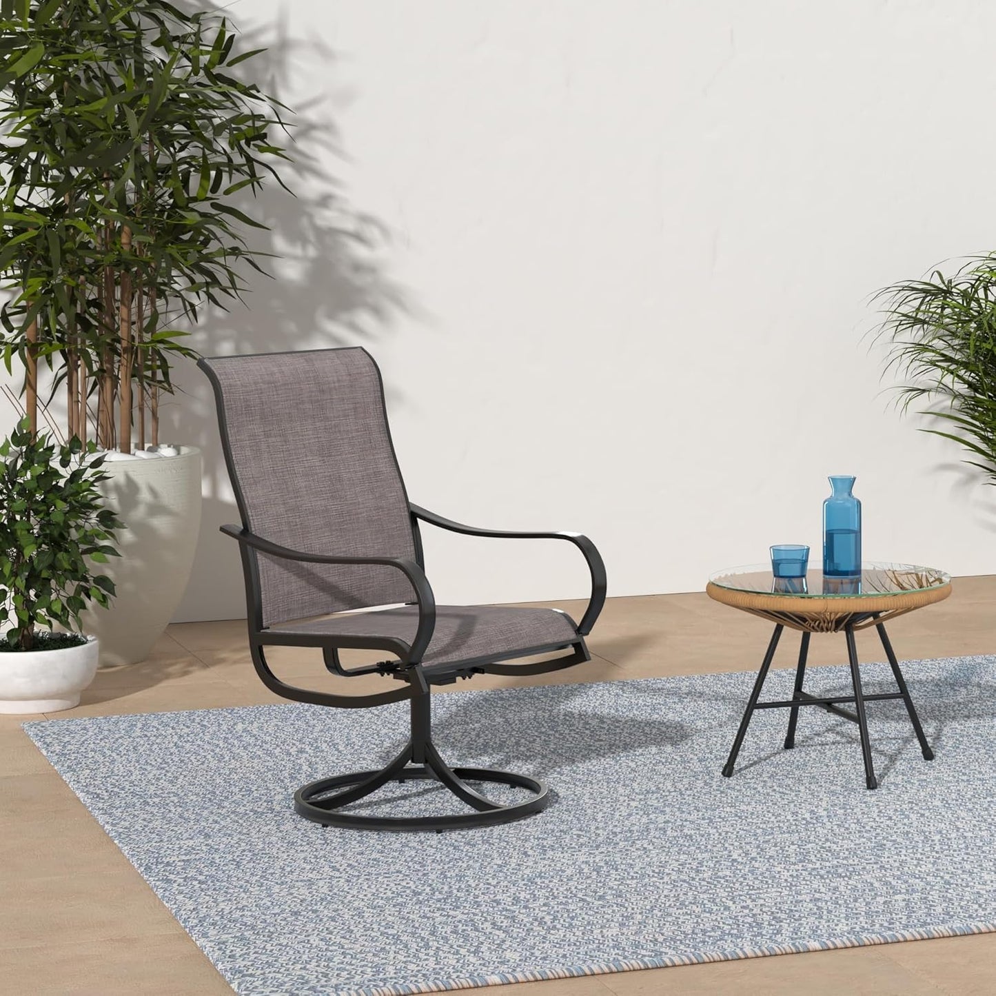 2pk Outdoor Metal Swivel Rocking Chairs with Cushions - Captiva Designs