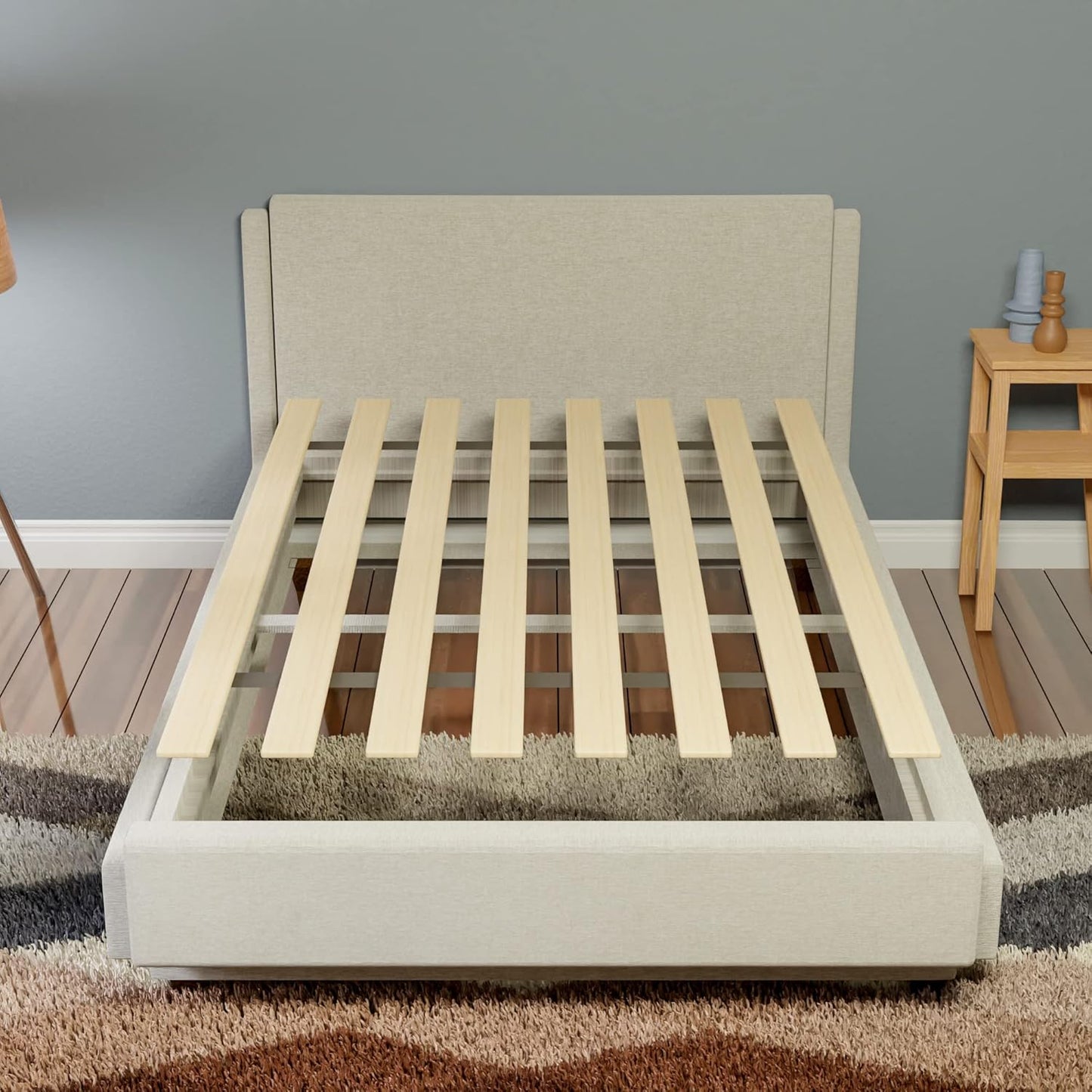 0.68-Inch Vertical Wooden Bunkie Board/Bed Slats, Enhance Mattress Support, Queen(60"), Beige