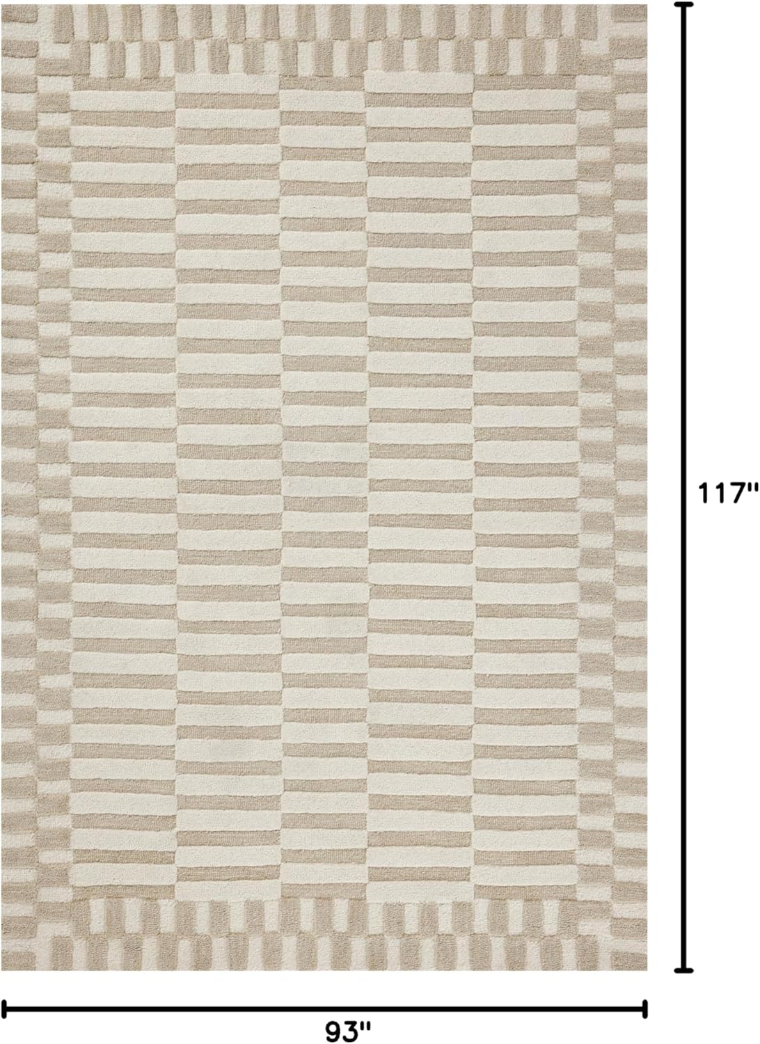 Loloi Chris Loves Julia Bradley Collection, Ivory & Beige, 7'-9" x 9'-9" Area Rug – Classic Striped Area Rugs for Living Room, Bedroom, Entryway & Hallway, High Traffic Area Home Decor Rug