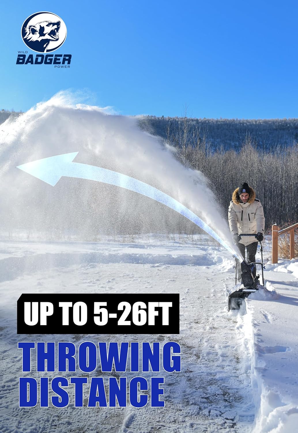 Snow Blower Cordless 40V Electric Brushless with LED 2Pcs 40V 4.0Ah Battery Longer Running Time for Wet Snow and Heavy Snow