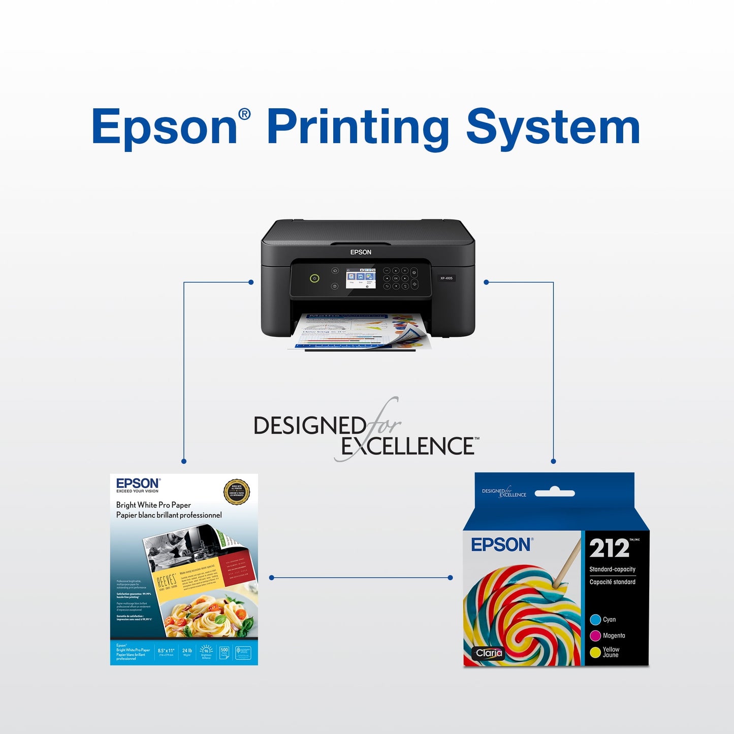Epson 212XL High-capacity Black/Color Combo Pack Ink Cartridges compatible with XP4105 & WF2850