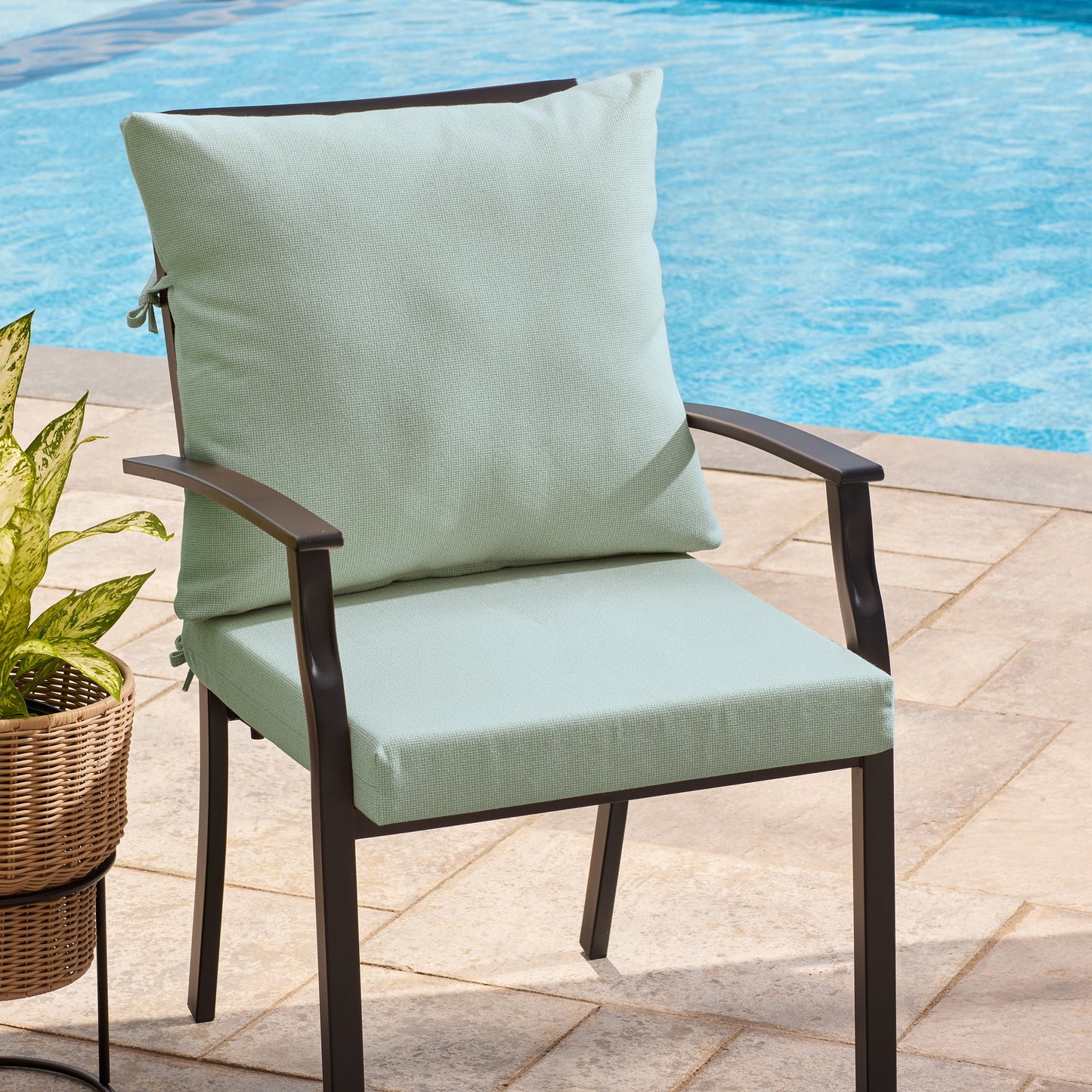 Better Homes & Gardens 20" x 20" Premium Green Outdoor Dining Chair Cushion