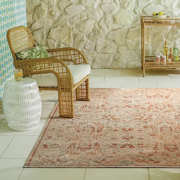 5'3"x7' Ornate Persian Outdoor Area Rug Orange - Threshold