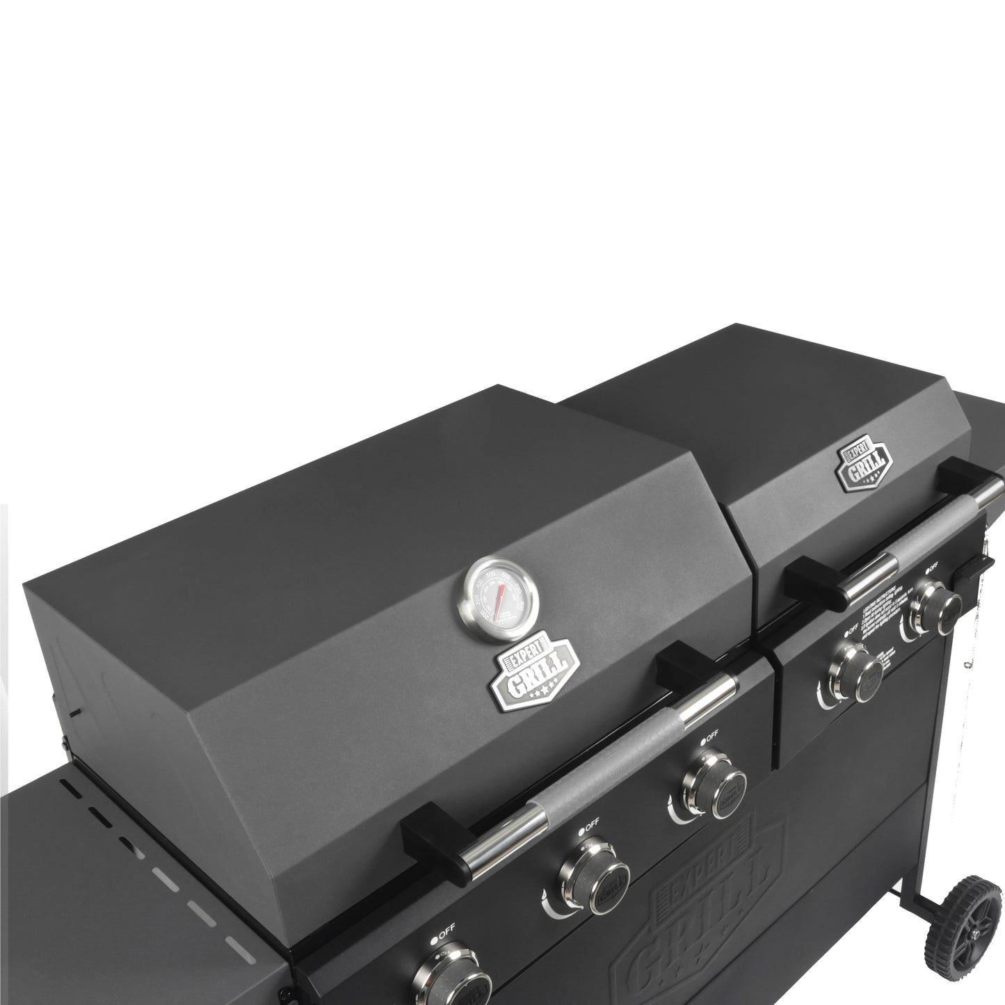 Expert Grill 5 Burner Combination Propane Gas Grill and Propane Griddle, Black, New