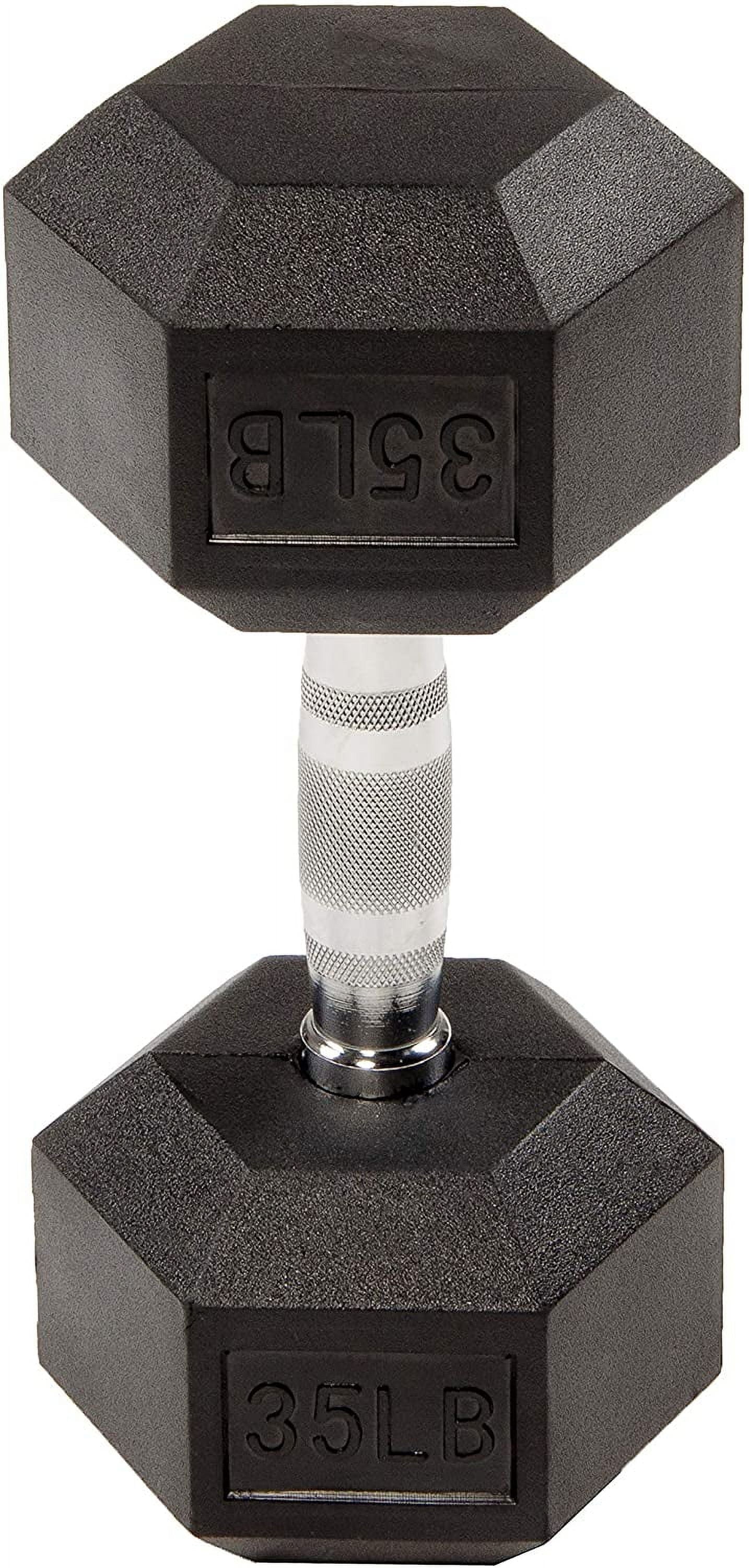 BalanceFrom Rubber Encased Hex Dumbbells, 35 lbs Pair, Black