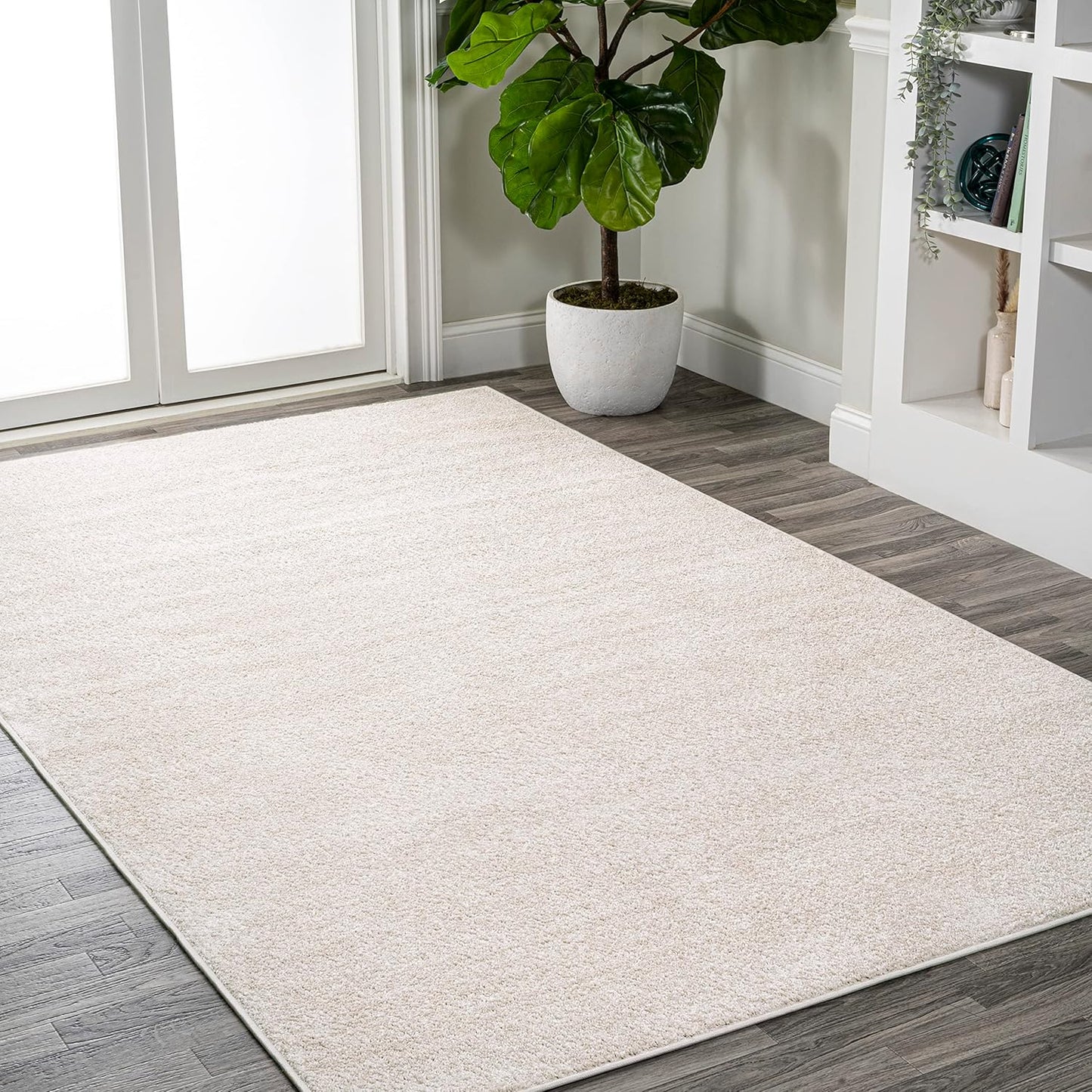 JONATHAN Y SEU100D-8 Haze Solid Low-Pile Indoor Area-Rug Casual Contemporary Solid Traditional Easy-Washing Bedroom Kitchen Living Room Non Shedding, 8 ft x 10 ft, Ivory