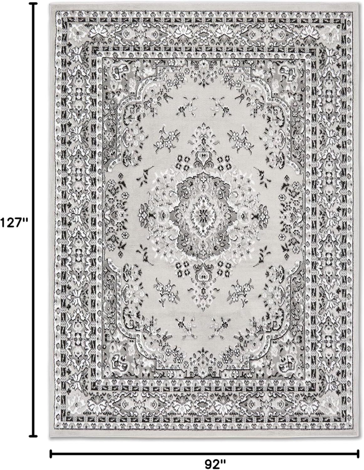 Home Dynamix Premium Sakarya Traditional Medallion Border Area Rug, Gray, 7'8"x10'7" Rectangle