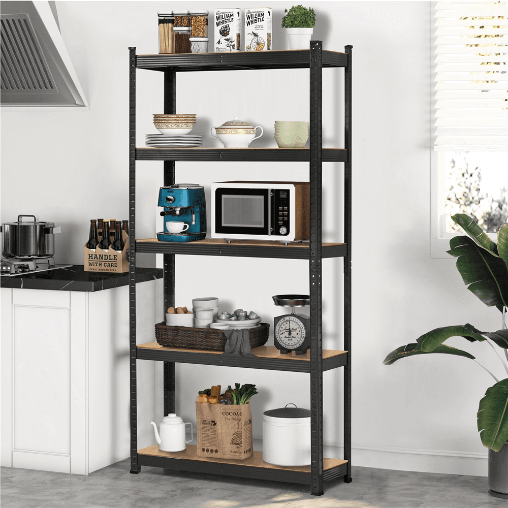 Smile Mart 2PCS 5 Tiers Adjustable Storage Shelf Units for Garage, 35.5″ L*12″ W*71″ H, Black