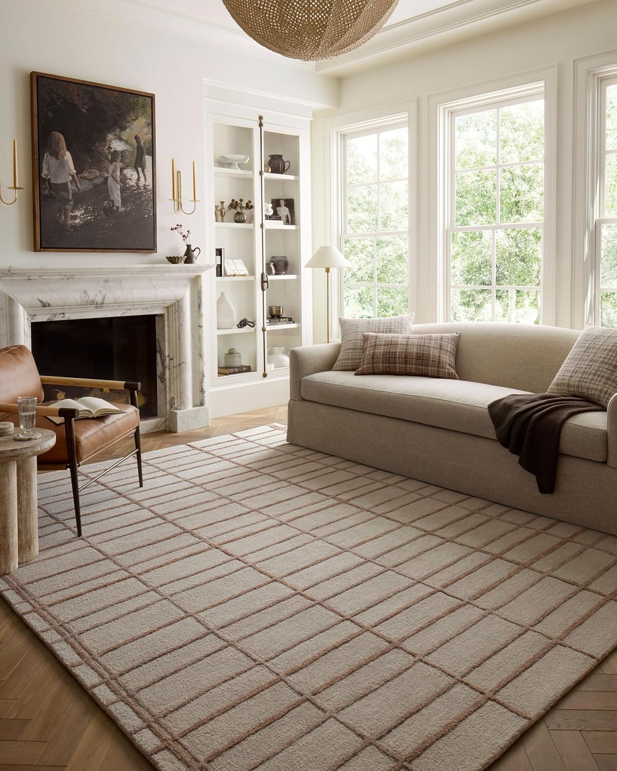 Loloi Chris Loves Julia Bradley Collection, Ivory & Beige, 7'-9" x 9'-9" Area Rug – Classic Striped Area Rugs for Living Room, Bedroom, Entryway & Hallway, High Traffic Area Home Decor Rug