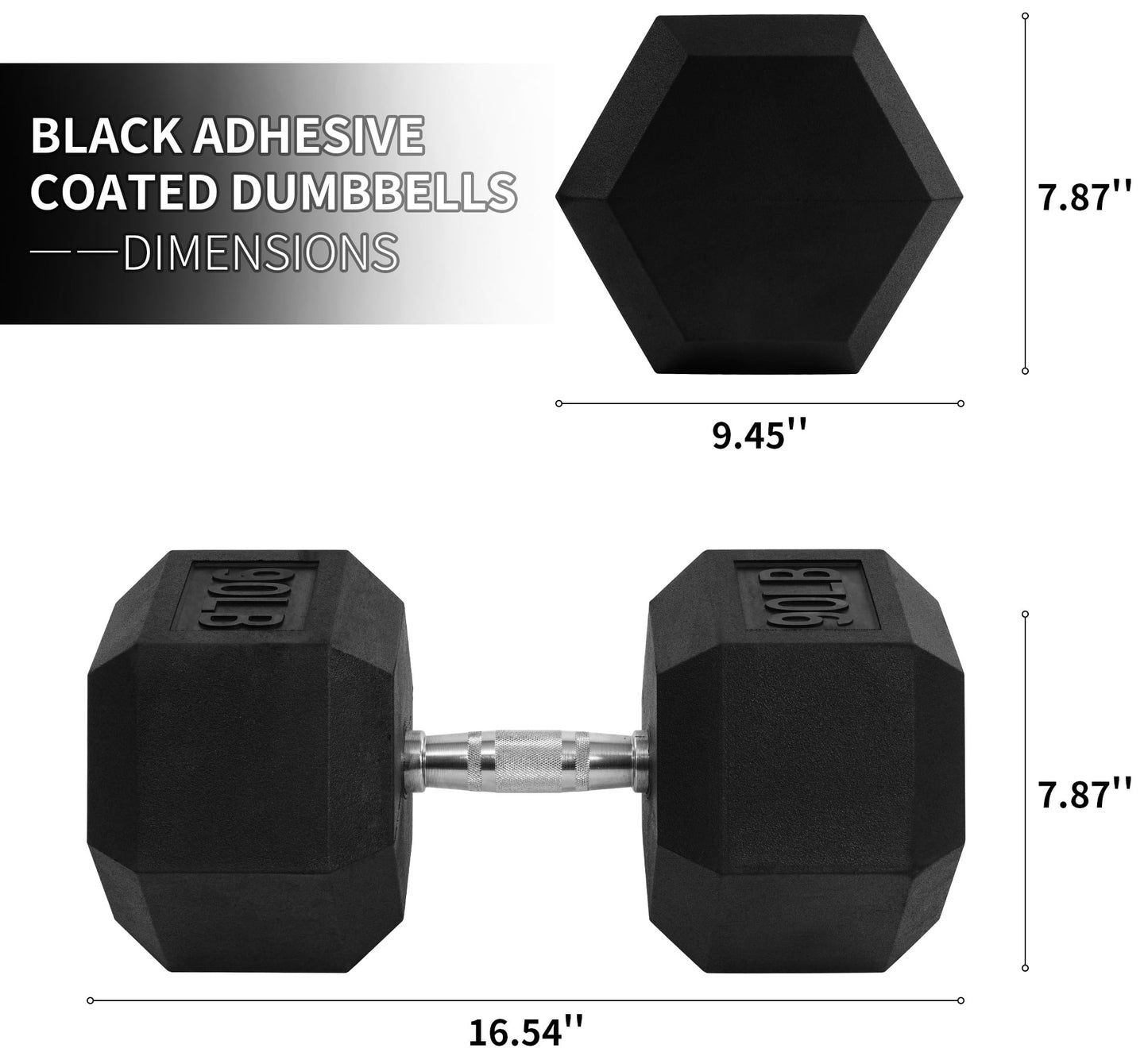 BalanceFrom Rubber Encased Hex Dumbbells, 35 lbs Pair, Black