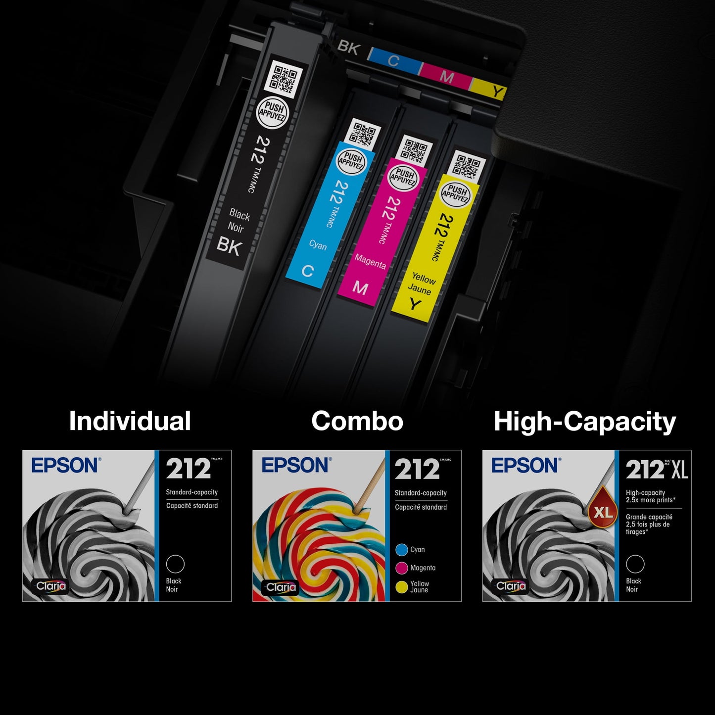 Epson 212XL High-capacity Black/Color Combo Pack Ink Cartridges compatible with XP4105 & WF2850