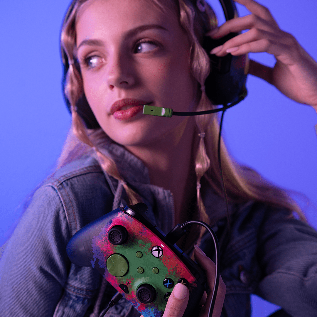 PDP Space Dust Bundle Pack: REMATCH GLOW Advanced Wired Controller & AIRLITE GLOW Wired Headset For Xbox Series X|S, Xbox One, & Windows 10/11 PC