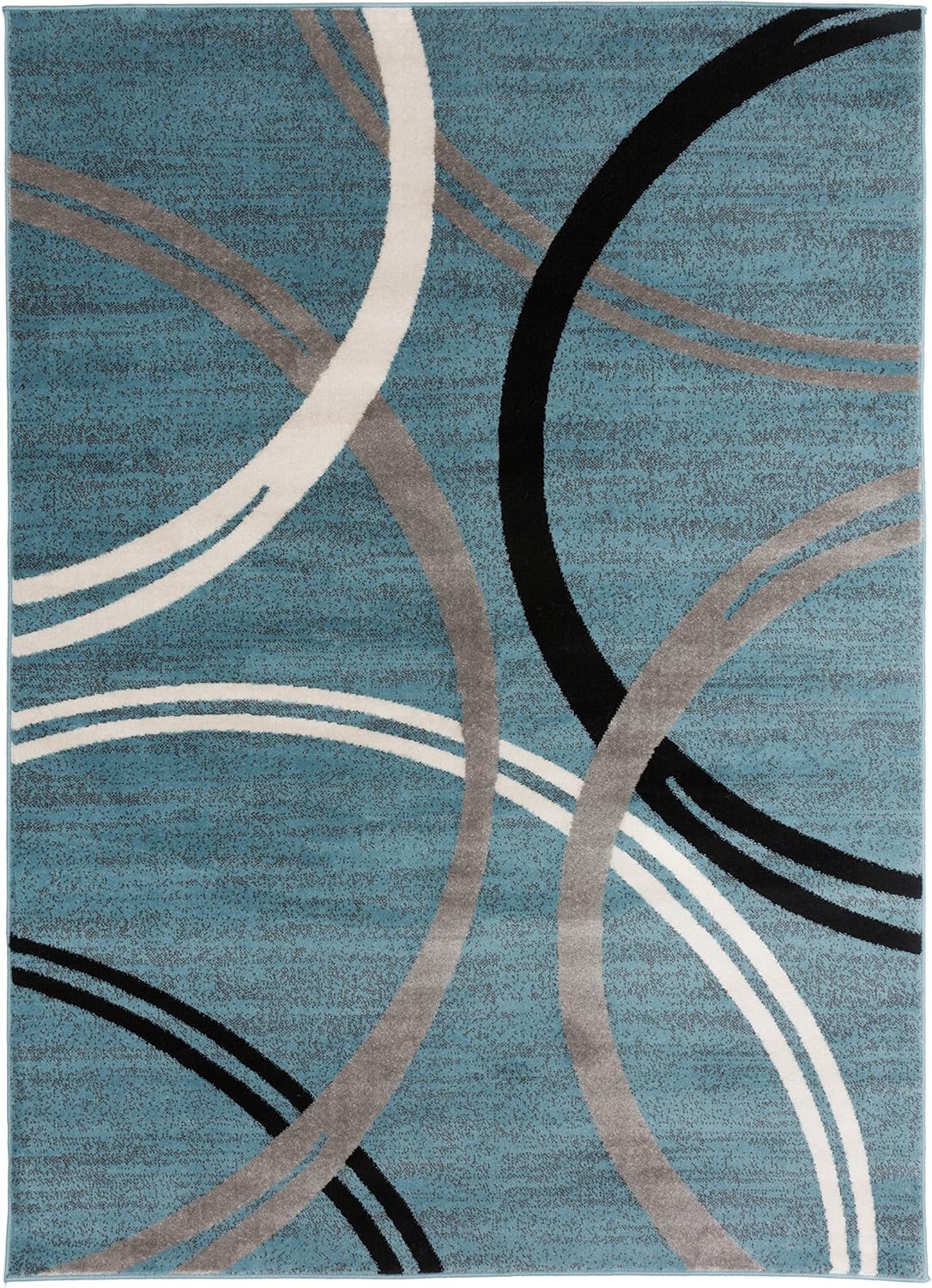 Rugshop Modern Wavy Circles Design Area Rug 5' 3" x 7' 3" Blue