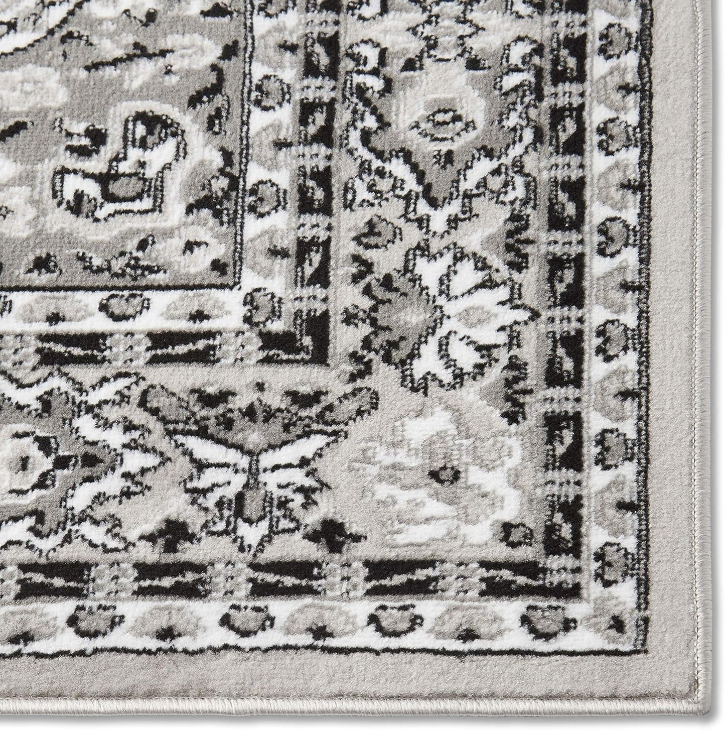 Home Dynamix Premium Sakarya Traditional Medallion Border Area Rug, Gray, 7'8"x10'7" Rectangle