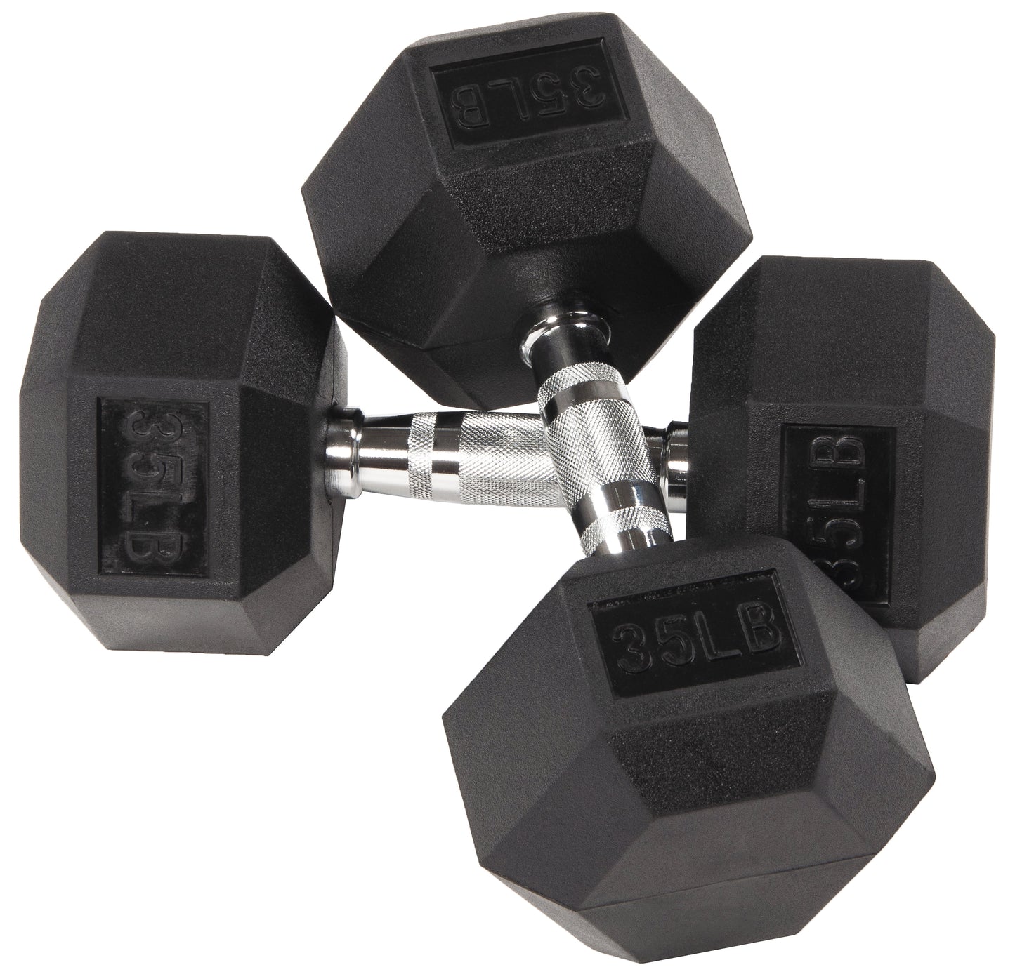 BalanceFrom Rubber Encased Hex Dumbbells, 35 lbs Pair, Black