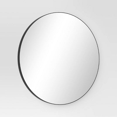 28" Round Infinity Circle Mirror Black - Threshold: Modern Powder-Coated Metal Frame, Wall Mounted