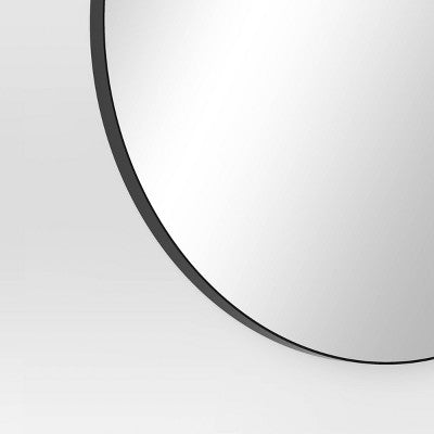 28" Round Infinity Circle Mirror Black - Threshold: Modern Powder-Coated Metal Frame, Wall Mounted