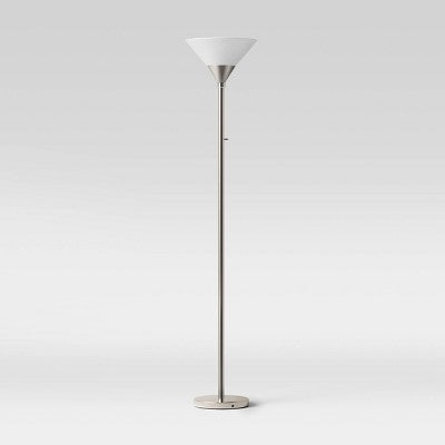 Torchiere Floor Lamp Slate Black with Glass Shade - Threshold: Metal Body, Rotary Dimmer Switch, ETL Listed