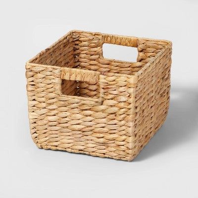 Large Woven Water Hyacinth Milk Crate - Brightroom: Handwoven Decorative Storage Basket, Fits 13" Cube System