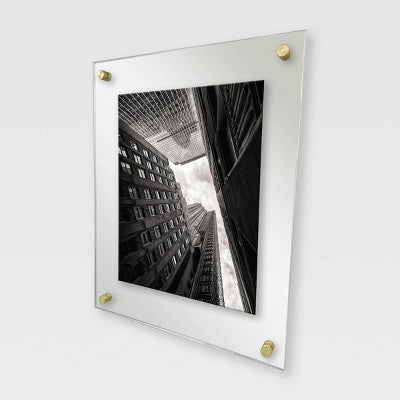 11" x 14" Acrylic Frame Clear - Threshold™: Modern Wall Mount, Brass Hardware