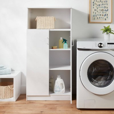 Large Storage Cabinet White - Brightroom: Particle Board, 3 Shelves, Anti-Tip, Universal Storage, Meets ASTM Standards