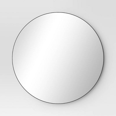 28" Round Infinity Circle Mirror Black - Threshold: Modern Powder-Coated Metal Frame, Wall Mounted