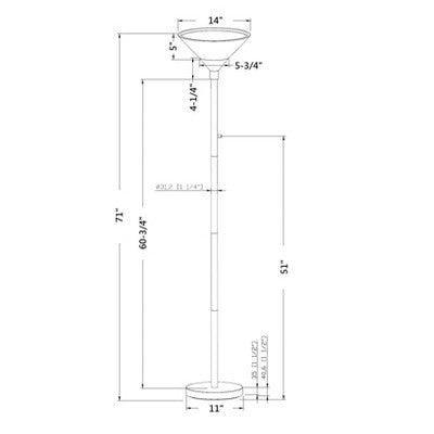 Torchiere Floor Lamp Slate Black with Glass Shade - Threshold: Metal Body, Rotary Dimmer Switch, ETL Listed