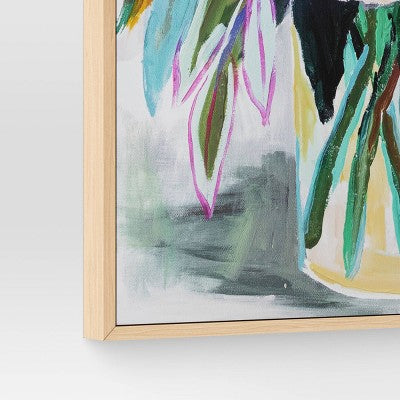 24" x 30" Colorful Floral Framed Canvas Natural - Threshold