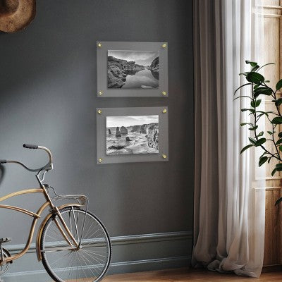 11" x 14" Acrylic Frame Clear - Threshold™: Modern Wall Mount, Brass Hardware