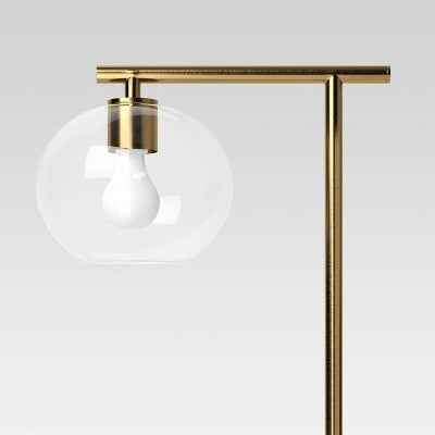 Brass Floor Lamp with Glass Shade - Threshold: Modern Standing Light, ETL Listed, Metal Body