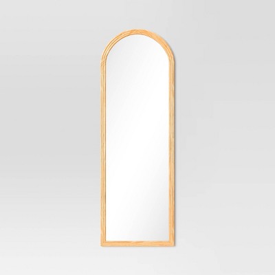 22" x 65" Fluted Arch Floor Mirror Light Natural - Threshold: Pine Frame, No Assembly Required