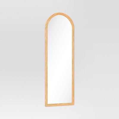 22" x 65" Fluted Arch Floor Mirror Light Natural - Threshold: Pine Frame, No Assembly Required
