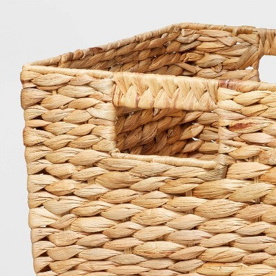 Large Woven Water Hyacinth Milk Crate - Brightroom: Handwoven Decorative Storage Basket, Fits 13" Cube System