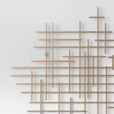 36"x30" Mid-Century Metal Wall Décor Gold - Threshold: Abstract Art, Horizontal/Vertical Display, No Battery Required