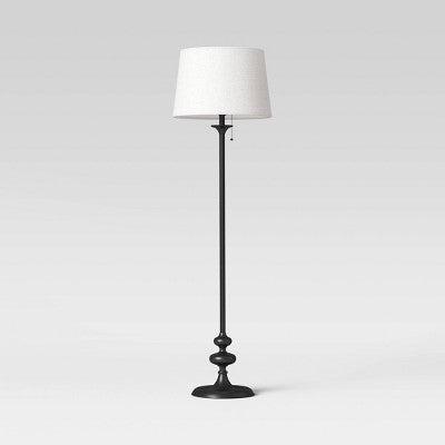 62.5"x16" Londonberry Stick Floor Lamp Black - Threshold: Pull Chain, ETL Listed, Metal Base