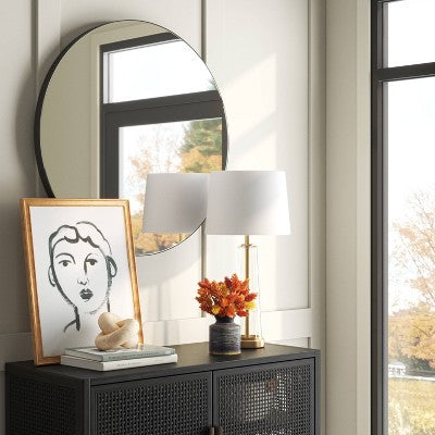 28" Round Infinity Circle Mirror Black - Threshold: Modern Powder-Coated Metal Frame, Wall Mounted