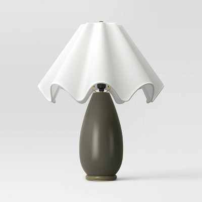 Wavy Shade Collection with Ceramic Base Table Lamp Green - Threshold