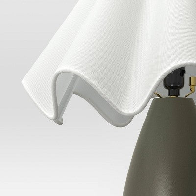 Wavy Shade Collection with Ceramic Base Table Lamp Green - Threshold