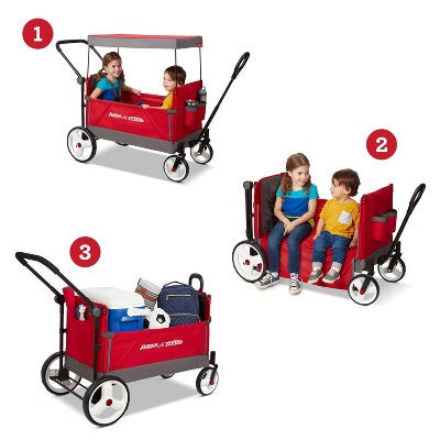 Radio Flyer Convertible Kid and Cargo Stroller Wagon with Canopy