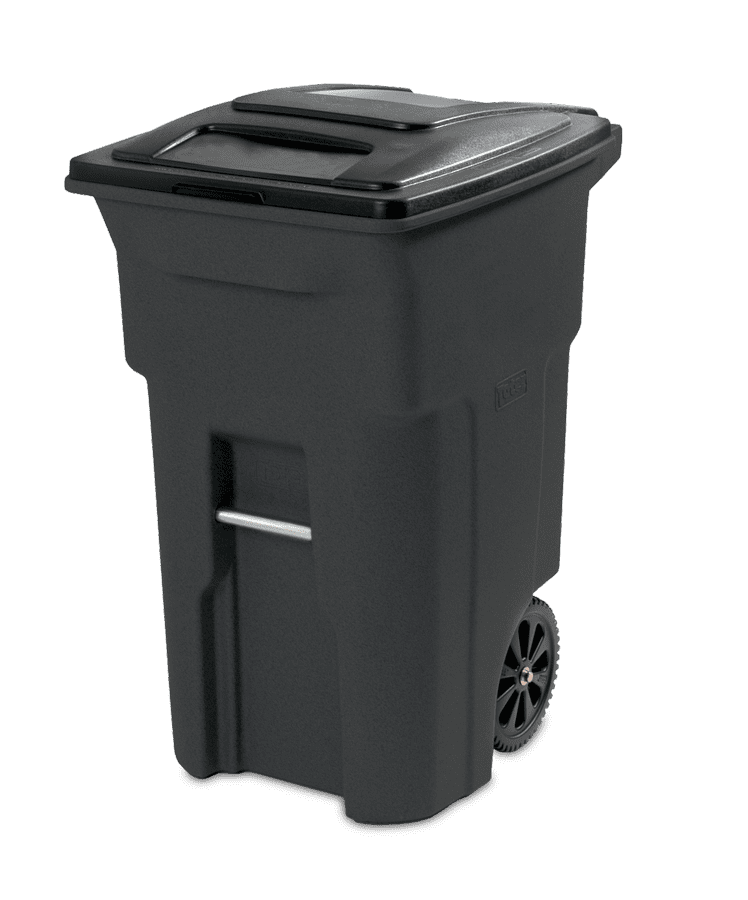 Toter 64 gallon black garbage can with wheels and lid