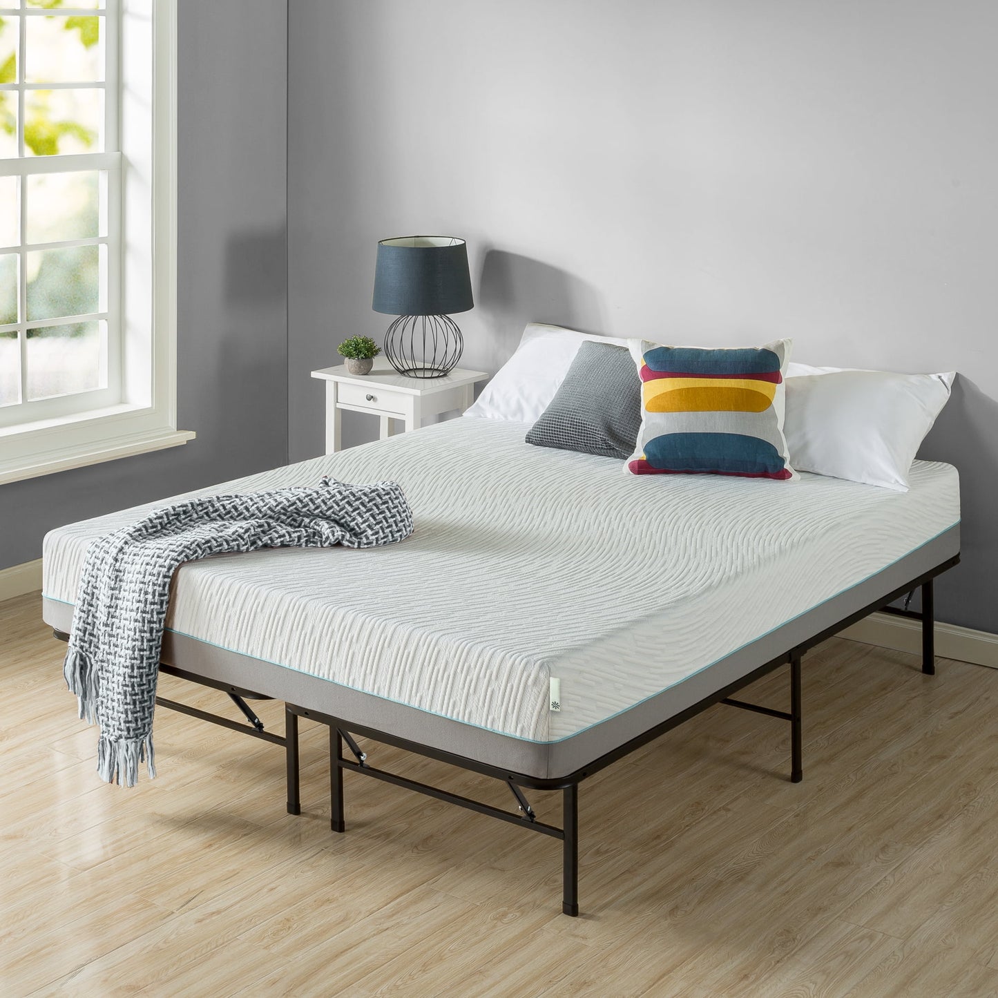 Zinus 14" Metal SmartBase® Tool-Free Assembly Bed Frame, No Box Spring Required, Full
